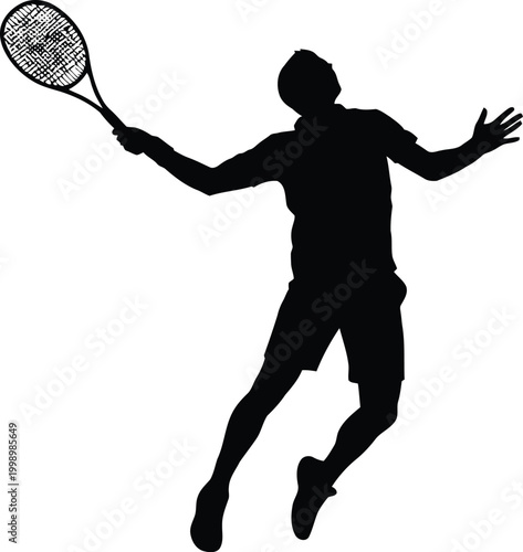 Dynamic tennis player silhouette a powerful serve or forehand in action