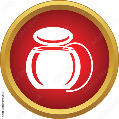 Dental floss dispenser in a red circle creating an icon for oral health