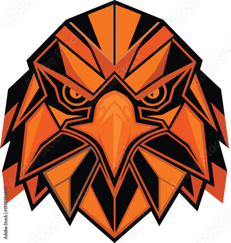 Geometric Orange Eagle Head Illustration
