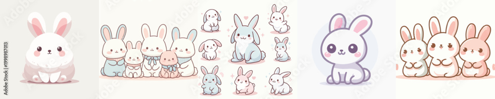Obraz premium Rabbits Vector Illustrations