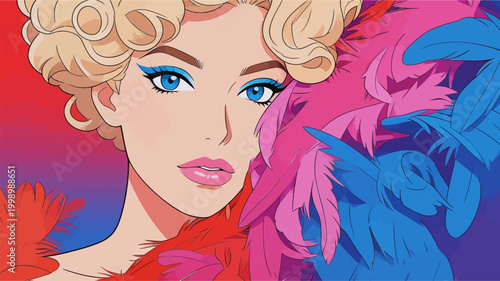 Pop Art Style Portrait of Glamorous Female Performer