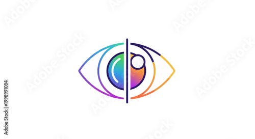 Abstract Eye Icon with Rainbow Gradient and Split Design