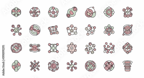 Abstract Molecular Structures Geometric Patterns Collection.