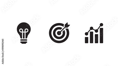 Business Strategy Icons Marketing Growth Analytics Planning Success Concepts Set