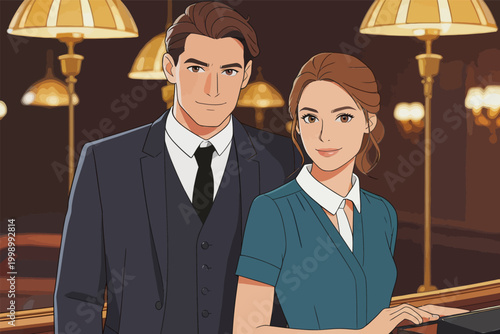 Elegant Professional Couple in Luxury Indoor Venue