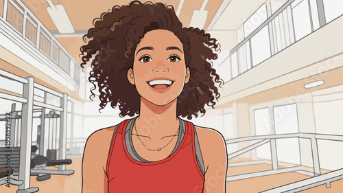 Cheerful Black Woman Working Out At Modern Gymnasium