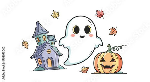 Smiling ghost with big eyes.