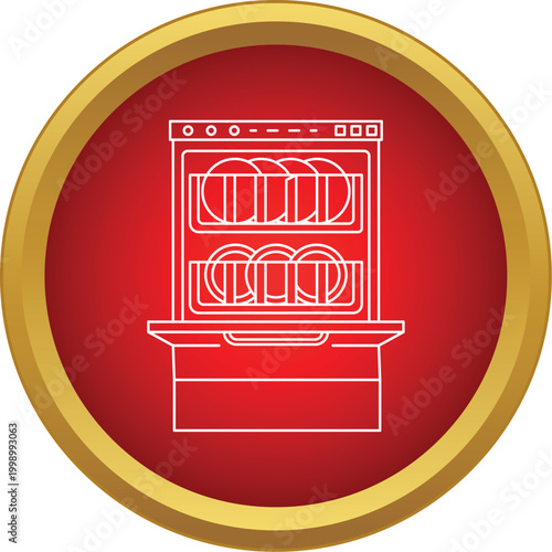 Dishwasher washing dishes in a household kitchen appliance