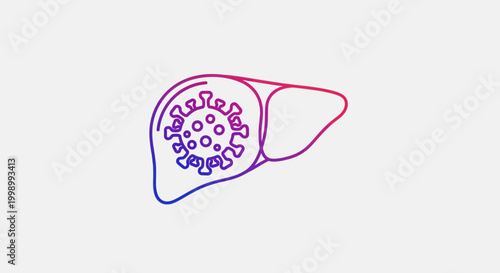 Covid virus attacking liver organ, abstract medical illustration