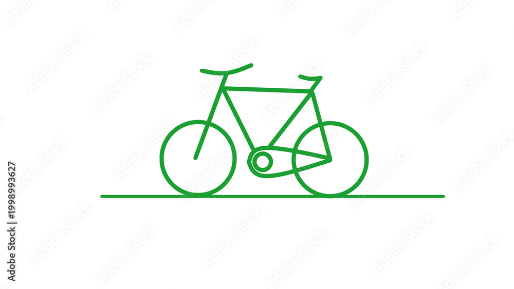Fototapeta premium Transparent Green Bicycle Icon Vector Illustration on White Background, Minimalist Design, Ideal for Transportation, Fitness, and Environmental Themes