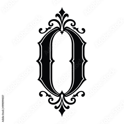 Ornate Gothic numeral zero design