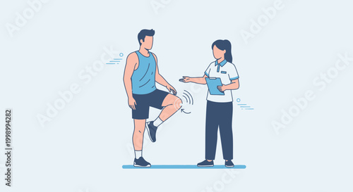 Physical therapist guiding patient through knee rehabilitation exercise, focusing on joint movement.