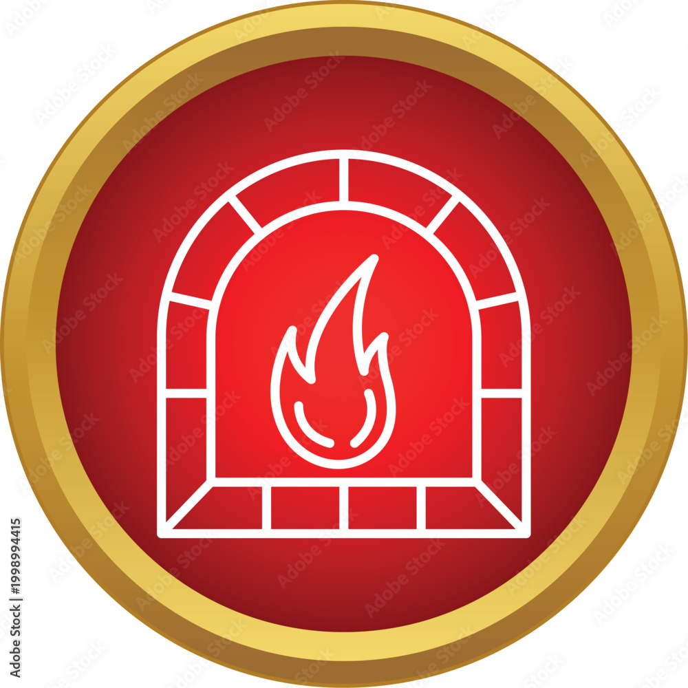 Obraz premium Fireplace icon representing heat, comfort, and interior design element