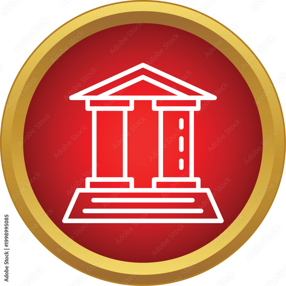 Fototapeta premium Outline icon depicting a classical building, symbolizing justice, law, and government