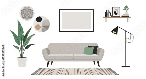 Modern Living Room Interior with Sofa and Decor.