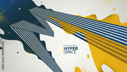 Dynamic vector abstract background, lines in perspective with energy blast of a lava fluid in 3D space, splash in motion, modern creative art wallpaper.