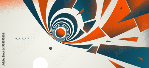 Visual interpretation of gravity and attraction, where chaos converges into order through force, motion, balance, and focused energy around a central core.