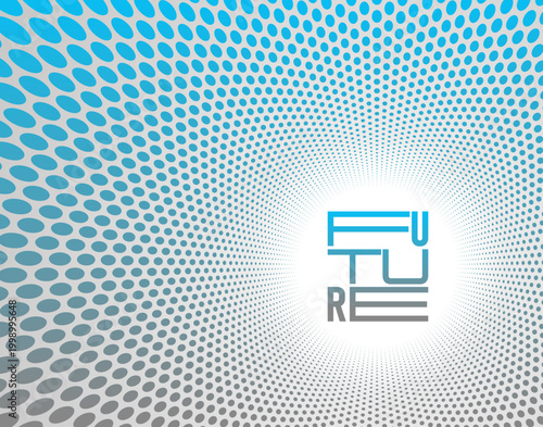 Radial dotted tunnel with strong central focus, symbolizing vision, progress, direction, clarity and forward movement.