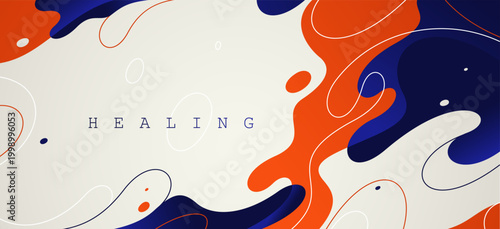 Abstract vector background with curvy fluid shapes, lava lamp curves art wallpaper, smooth lines amorphous watery style, flowing molten shapes.