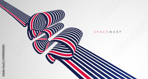 Bent stripes in 3D perspective vector abstract background, curve lines wallpaper abstraction, road speed highway design, minimal graphic design.