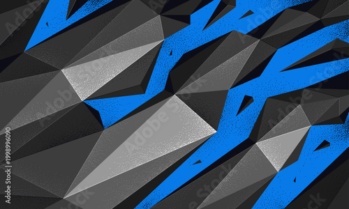 Low poly broken abstract background vector, chaos and anxiety wallpaper breaking shapes to pieces, destroyed 3D dimensional form in motion.