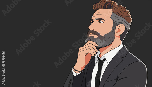 Thoughtful Middle Aged Businessman in Formal Suit