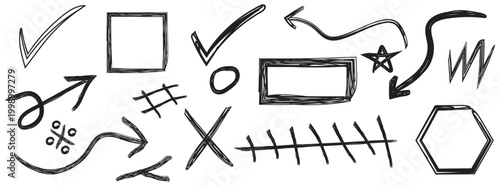 Hand Drawn UI UX Wireframe Sketch Icons Set