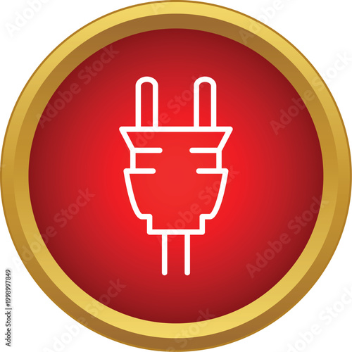 Tableau sur toile Electrical plug icon on a red circle with gold border representing power, energy