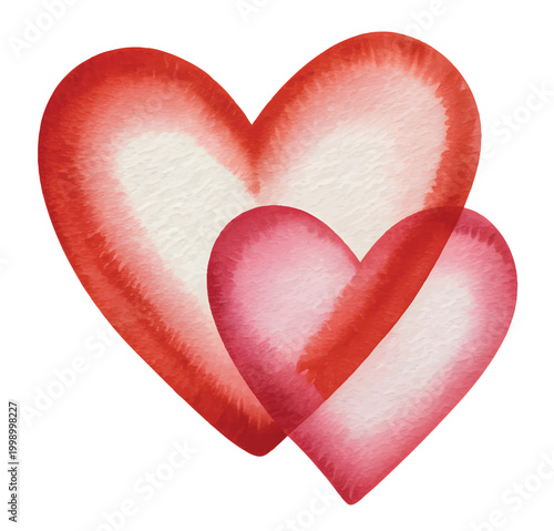 Sweet watercolor love hearts in soft pastel watercolor harmony. 