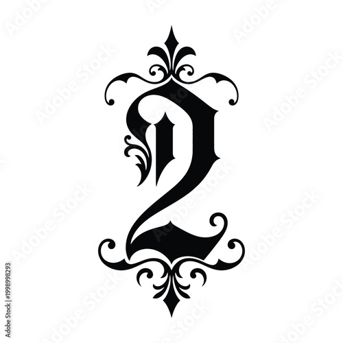 Ornate Gothic numeral two design