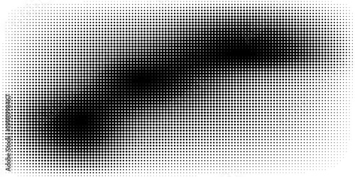 Pixelated bitmap gradient texture. Black and white dither pattern background. Abstract glitchy pattern. Wide raster backdrop.