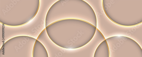 Pastel color background with luxurious shiny gold circle line design. Premium background with elegant curved line style. Modern concept with light and shadow effect. VOL. 4