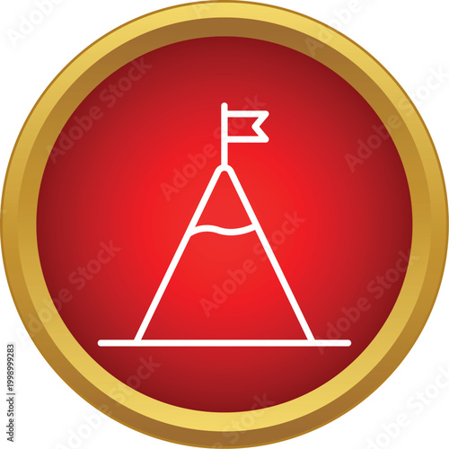Mountain peak icon with a flag representing success and challenging aspirations