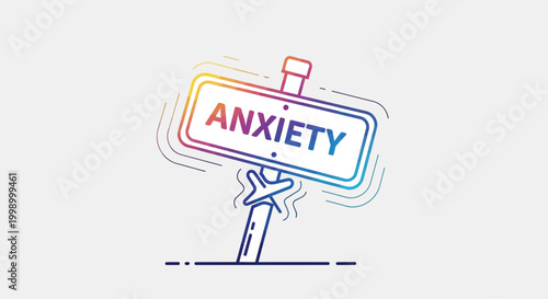 Anxiety Signpost Shaking, Mental Health Concept, Stress and Worry Symbol