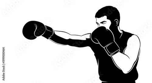Man wearing boxing gloves in fighting stance