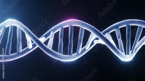 DNA double helix structure displayed in glowing digital design  