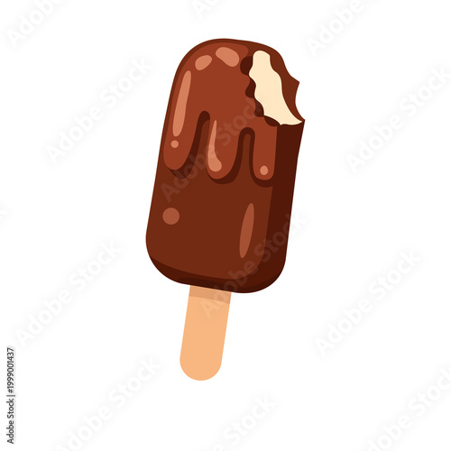 Chocolate ice cream.Summer food meal.Vector Illustration