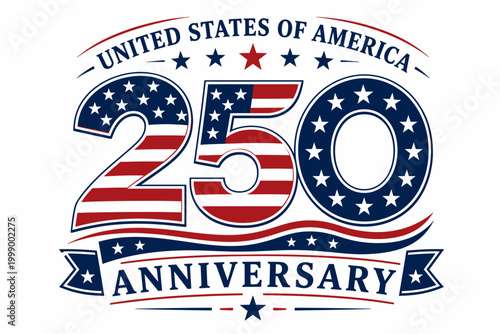 United states 250th anniversary commemorative design with patriotic elements
