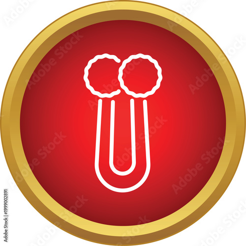 White outline icon of a manual massager tool against a red background