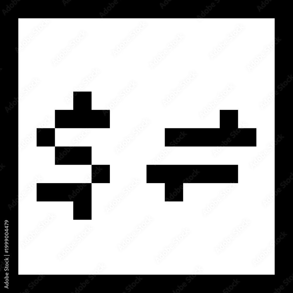 Obraz premium Pixel Art Monochrome Money Transfer Icon