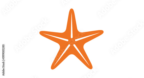 Vibrant orange sea star marine invertebrate organism, oceanic creature aquatic specimen, minimalist vector illustration, nautical graphic element isolated on white background.