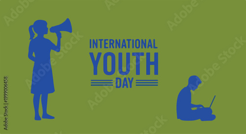 Celebration of International Youth Day with a young woman giving a speech and a child sitting on the ground