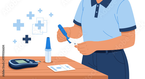 Person checking blood sugar levels with a glucose meter, diabetes care concept