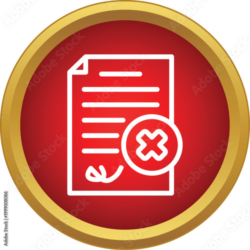 Document displaying a red cross mark, indicating cancelation, rejection, or invalidation