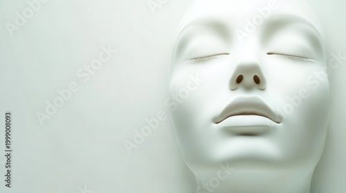 Abstract White Face Outline Against Blank Space