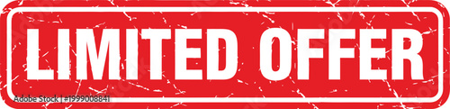 Red rectangular rounded limited offer stamp badge for modern commercial retail marketing and digital store sale promotions