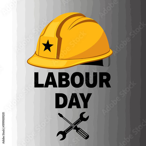 Labour Day Celebration with Hard Hat and Tools Vector Illustration