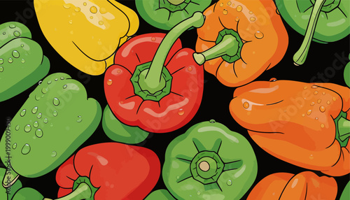Hand Drawn Assorted Bell Peppers Seamless Pattern