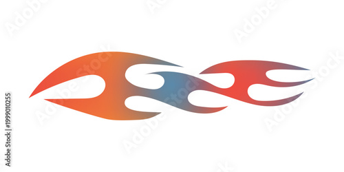 Illustration of abstract silhouette fire flames tattoo vector art design in three colors. Tribal lame car vinyl decal and airbrush stencil. Orange, red, and blue.
