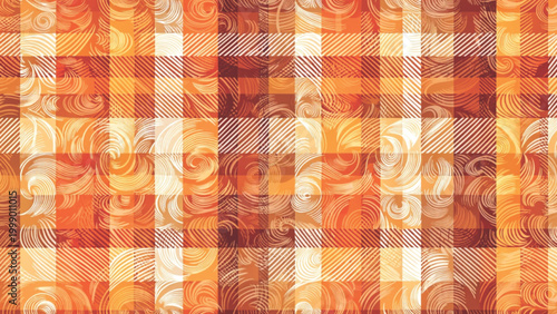 seamless plaid fabric pattern warm beige color palette vector background 
